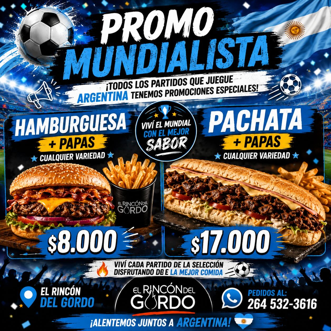 Promo Mundialista: Hamburguesa + Papas